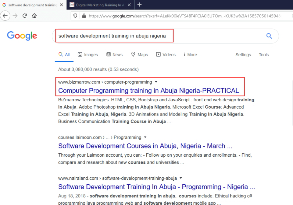 software development training search